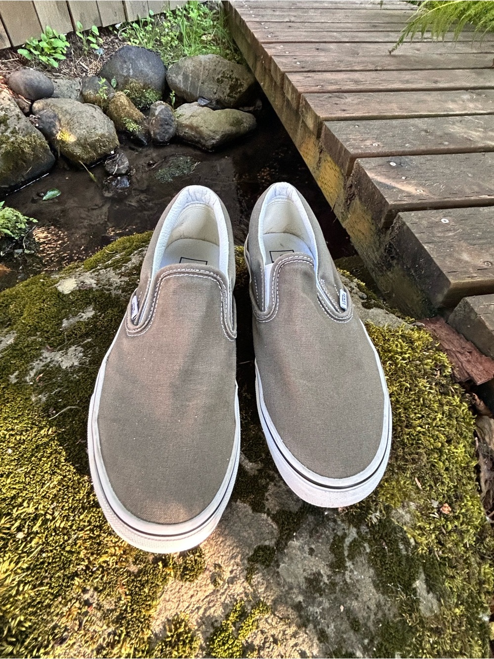 Vans Slip-On Canvas Loafers in Olive Green